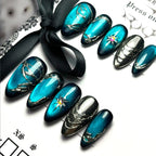 press on nails faux ongles réutilisables faits main féérique cat eyes chrome argenté